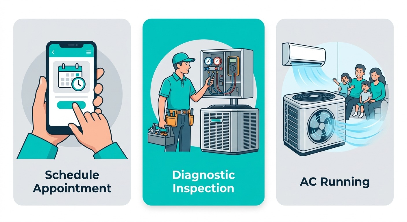 Three-step process for AC repair visit in Dallas